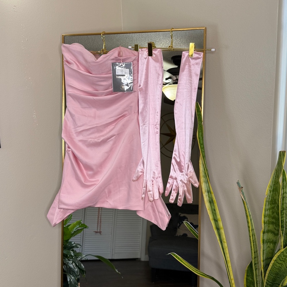 HOUSE OF CB 'Jasmine' Rose Pink Draped Strapless Corset Dress NWOT - Picture 12 of 17